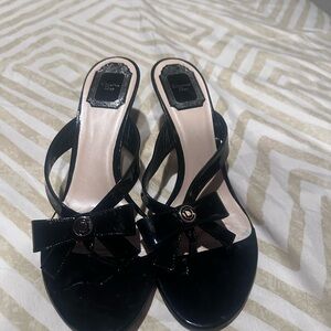 Dior Black Patent Heels with Bow Accent